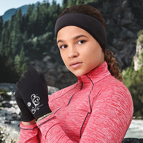 TrailHeads Power Stretch - Guantes de correr para mujer (talla mediana), color negro