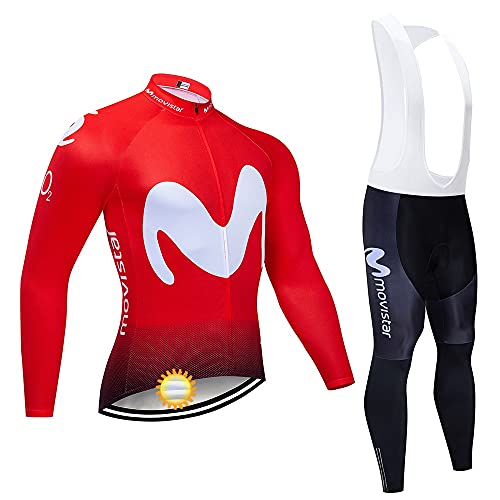 Traje Bicicleta Hombre Invierno, Ropa Ciclismo Térmico de Manga Larga Incluye Maillot Ciclismo Polar Térmico