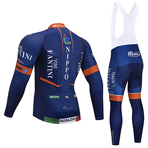 Traje Ciclismo Hombre Invierno Lana Térmica,Cremallera Completa 3 Bolsillos Traseros Ropa Ciclismo Hombre Invierno Manga Larga