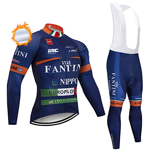 Traje Ciclismo Hombre Invierno Lana Térmica,Cremallera Completa 3 Bolsillos Traseros Ropa Ciclismo Hombre Invierno Manga Larga