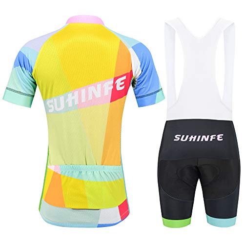 Traje Ciclismo Mujer Verano, Transpirable y elástico Maillot Ciclismo y Pantalon para MTB, Ropa Ciclismo para Bicicleta de Carretera, Azul Claro, M