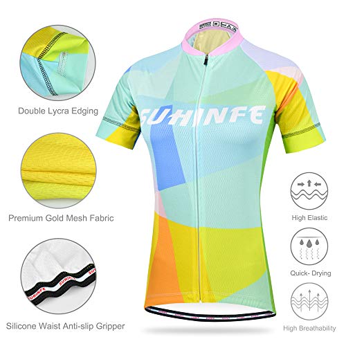 Traje Ciclismo Mujer Verano, Transpirable y elástico Maillot Ciclismo y Pantalon para MTB, Ropa Ciclismo para Bicicleta de Carretera, Azul Claro, M