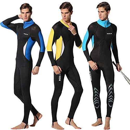 Traje De Baño Térmico Ultra Estirado De Una Pieza, Traje De Buceo con Capucha Cuerpo Entero, Neopreno Shorty Traje De Neopreno para Buceo Snorkeling Surf Natación,Dark Blue,M