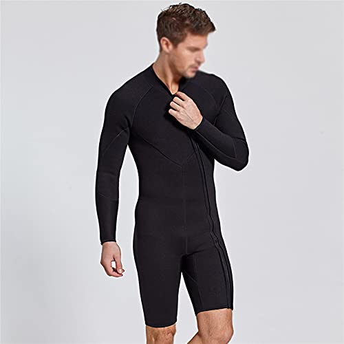 Traje De Baño Traje De Neopreno De 3 Mm para Hombres, Traje De Baño De Buceo, Traje De Baño De Manga Corta, Traje De Baño De Triatlón De Manga Corta para Esnórquel De Surf (Color : Black, Size : L)