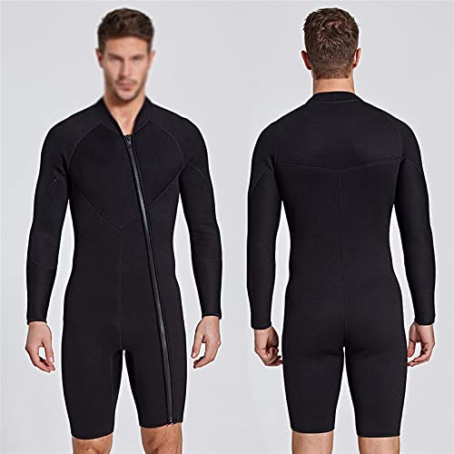 Traje De Baño Traje De Neopreno De 3 Mm para Hombres, Traje De Baño De Buceo, Traje De Baño De Manga Corta, Traje De Baño De Triatlón De Manga Corta para Esnórquel De Surf (Color : Black, Size : L)