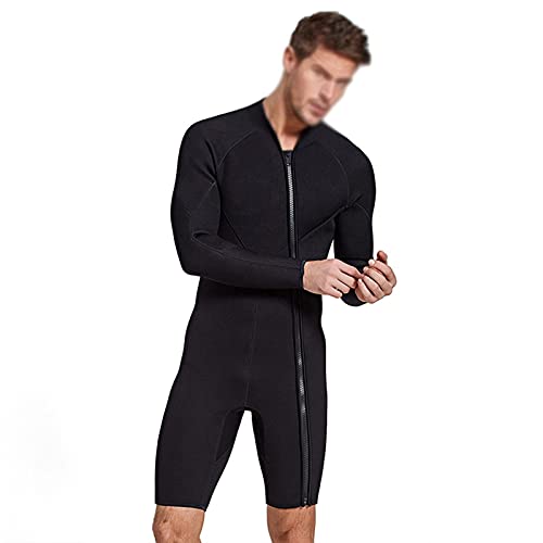 Traje De Baño Traje De Neopreno De 3 Mm para Hombres, Traje De Baño De Buceo, Traje De Baño De Manga Corta, Traje De Baño De Triatlón De Manga Corta para Esnórquel De Surf (Color : Black, Size : L)