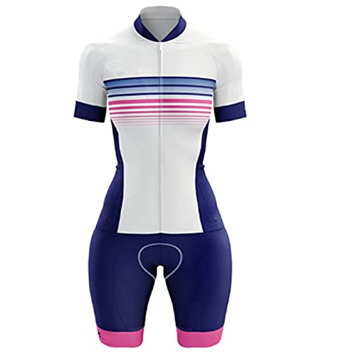 Traje de ciclismo para mujer, mono de una pieza, manga corta ciclista femenino Pro equipo de triatlón (Color : 2156, Size : Medium)