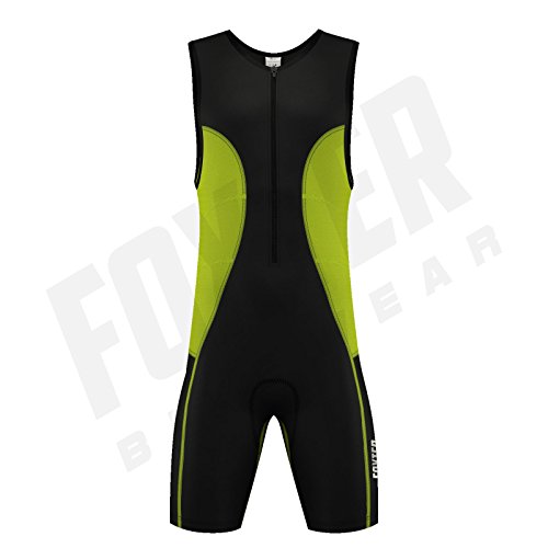 Traje de compresión, bañador para hombre de rendimiento activo para triatlón: atletismo, natación y ciclismo., verde neón, Large