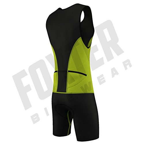 Traje de compresión, bañador para hombre de rendimiento activo para triatlón: atletismo, natación y ciclismo., verde neón, Large