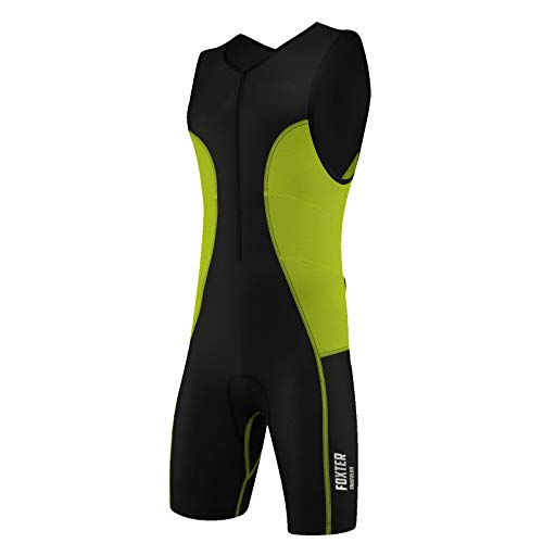 Traje de compresión, bañador para hombre de rendimiento activo para triatlón: atletismo, natación y ciclismo., verde neón, Large