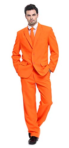 Traje de Fiesta para Hombre, Color sólido, Traje de Ocio para Fiesta de Halloween con Corbata y Pantalones