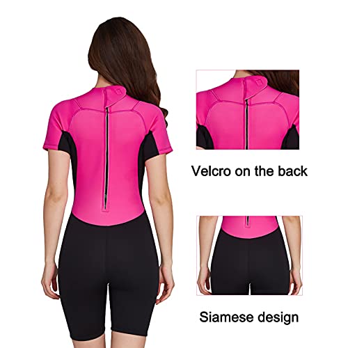 Traje De Neopreno De Manga Corta De 2 Mm para Hombres Y Mujeres, Traje De Buceo con Esnórquel Cálido para Hacer Surf, Nadar, Deportes Acuáticos (Color : Pink, Size : XXL)