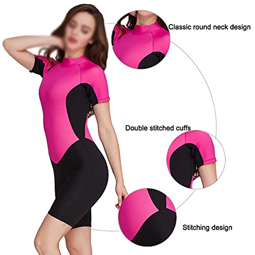 Traje De Neopreno De Manga Corta De 2 Mm para Hombres Y Mujeres, Traje De Buceo con Esnórquel Cálido para Hacer Surf, Nadar, Deportes Acuáticos (Color : Pink, Size : XXL)