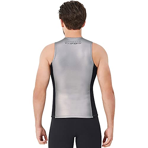 Traje De Neopreno Hombre Mujer 2 Mm Chaleco De Buceo Térmico Tops De Traje De Neopreno Sin Mangas Traje De Baño para Scuba Surf Esnórquel Natación Deportes Acuáticos,Men Silver,S