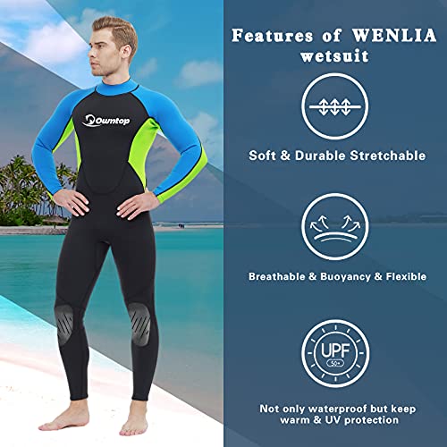 Traje de Neopreno para Hombre 3mm Neopreno Mantener Caliente Trajes de Surf Manga Larga con Cremallera Frontal Traje de Baño para esnórquel, Buceo, natación, Surf