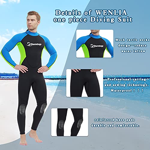 Traje de Neopreno para Hombre 3mm Neopreno Mantener Caliente Trajes de Surf Manga Larga con Cremallera Frontal Traje de Baño para esnórquel, Buceo, natación, Surf