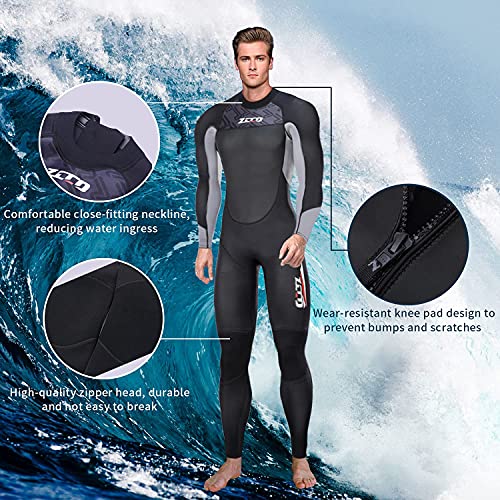 Traje de neopreno para hombre de 3 mm con cambiador de cuerpo completo con cremallera trasera, adecuado para hombres y mujeres, surf, esnórquel, buceo, natación (M, hombres)