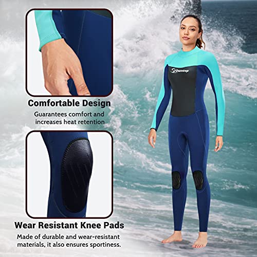Traje de Neopreno para Mujer 3mm Neopreno Mantener Caliente Trajes de Surf Manga Larga con Cremallera Frontal Traje de Baño para esnórquel, Buceo, natación, Surf