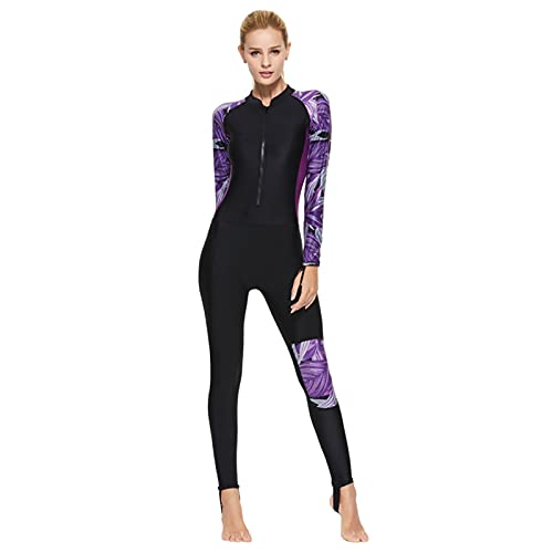 Traje de neopreno para mujer, traje de buceo de una pieza de manga larga de cuerpo completo con cremallera frontal para natación, buceo, surf, deportes acuáticos