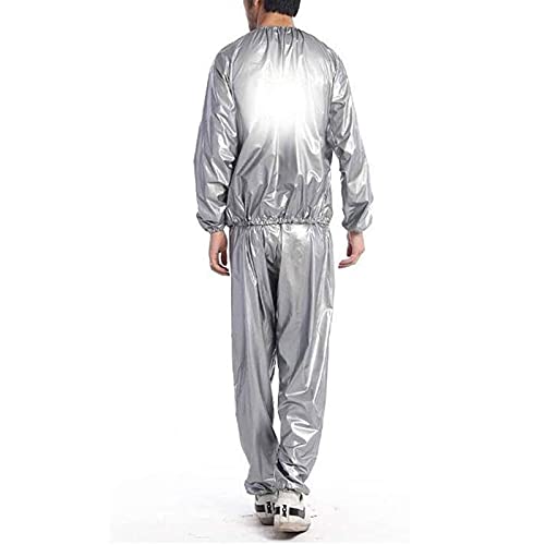 Traje de Sauna de PVC - Traje de Pérdida de Peso Traje de Sauna Chándal Hombres Mujeres Pérdida de Peso Cuerpo Completo Chaqueta de Entrenamiento Físico Antidesgarro (Color : Silver, Size : XXL)