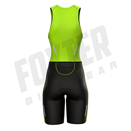 Traje de triatlón para mujer, de la marca Foxter, apto para atletismo, natación, ciclismo, verde neón, Small