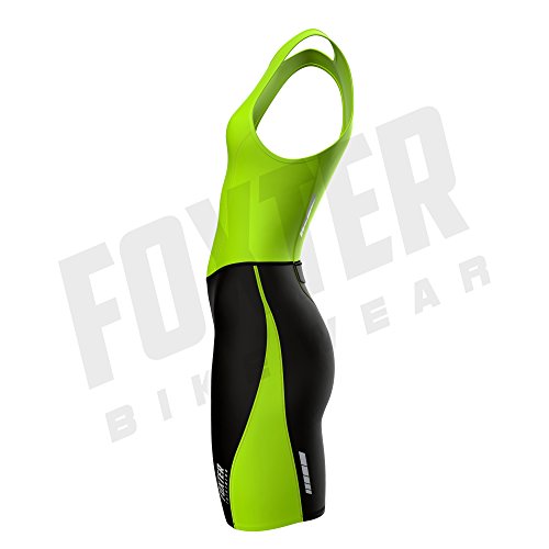 Traje de triatlón para mujer, de la marca Foxter, apto para atletismo, natación, ciclismo, verde neón, Small