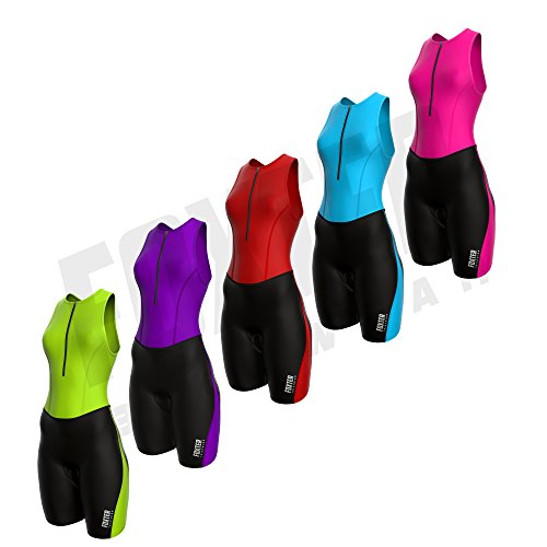 Traje de triatlón para mujer, de la marca Foxter, apto para atletismo, natación, ciclismo, verde neón, Small