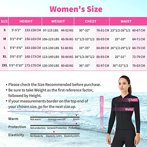 Trajes de Neopreno Wenlia de 2mm para Mujer, Chaqueta de Manga Larga, Traje de Piel de Buceo, Parte Superior para Buceo, Surf, esnórquel, natación