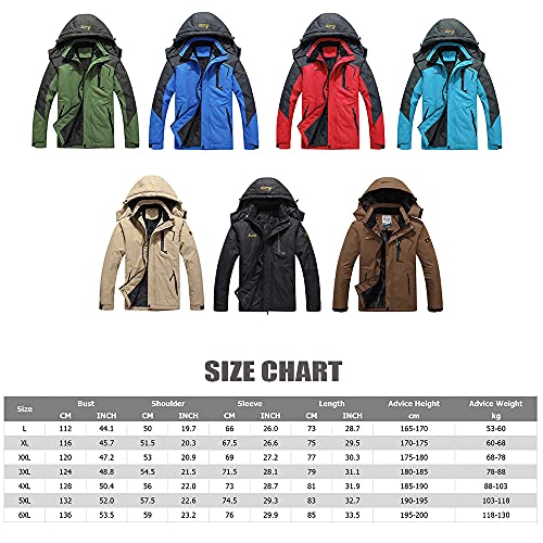 Treer Chaqueta de Montaña Impermeable Deportes Hombre con Capucha, Talla Grande Cortavientos Chubasqueros Rompevientos Jecket para Running Escalada Senderismo Ciclismo Camping (6XL,Azul)