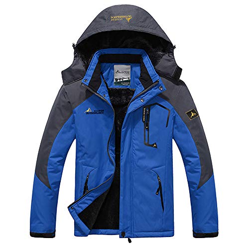 Treer Chaqueta de Montaña Impermeable Deportes Hombre con Capucha, Talla Grande Cortavientos Chubasqueros Rompevientos Jecket para Running Escalada Senderismo Ciclismo Camping (6XL,Azul)