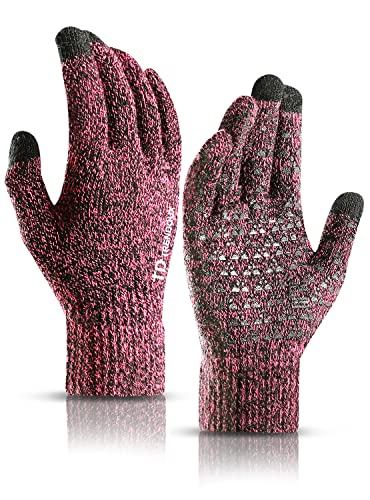 TRENDOUX Guantes Invierno Hombre termicos Mujer - tactiles movil Running，Correr Guantes Lana Hombre，Smartphones Ciclismo Deporte Invierno Escalar Cálido Conducir, Guantes tactiles Hombre - Rosa L