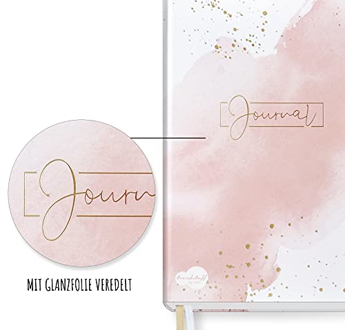 Trendstuff Premium Bullet Journal Dotted [Blush] Cuaderno A5 con puntos | 188 páginas de papel grueso | Diario con cuadrícula de puntos, banda de goma, soporte para bolígrafo