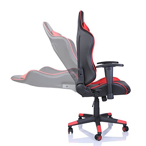 TRESKO® Silla de Escritorio Gamer Profesional | Silla de Oficina Ergonómica Gaming | Regulable, Reclinable | para Jugadores de PC | (Rojo)