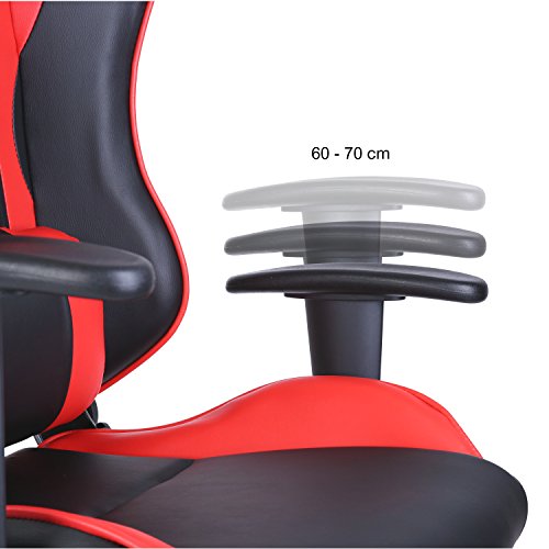 TRESKO® Silla de Escritorio Gamer Profesional | Silla de Oficina Ergonómica Gaming | Regulable, Reclinable | para Jugadores de PC | (Rojo)