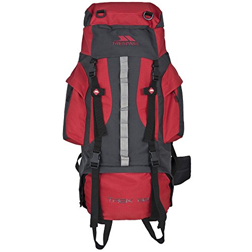 Trespass - Mochila de acampada / Hiking Modelo Trek 66 (66 litros) - Acampada / Camping (Talla Única/Rojo/gris)