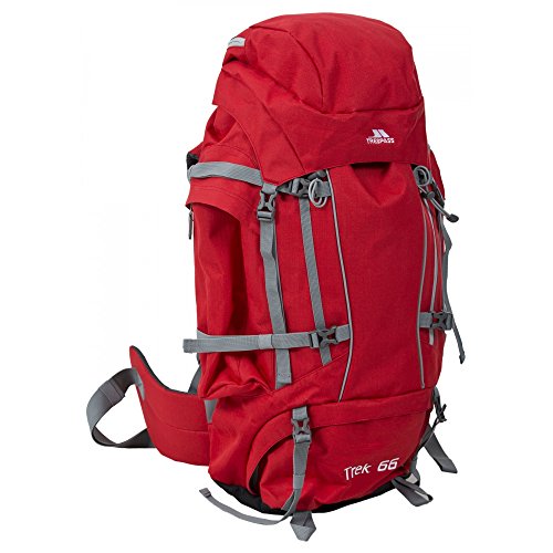 Trespass - Mochila de acampada / Hiking Modelo Trek 66 (66 litros) - Acampada / Camping (Talla Única/Rojo/gris)