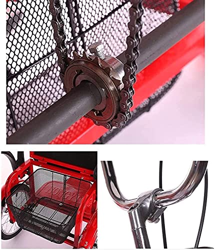 Triciclo de 3 ruedas para adultos - TRIKE CRUISER Bicicleta plegable de 3 ruedas para triciclo de adultos triciclos de bicicleta de doble cadena con frenos de doble unidad con manillar ajustable asien