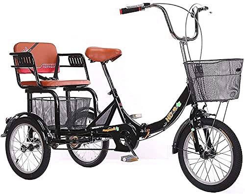 Triciclo de 3 ruedas para adultos - TRIKE CRUISER Triciclo plegable para adultos, 1 velocidad de adulto plegable de 1 velocidad, bicicletas de 16 pulgadas de 3 ruedas con bicicleta de pedal de mayor p