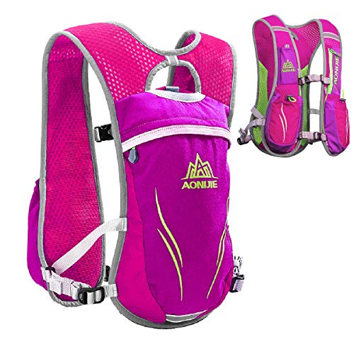 TRIWONDER Chaleco de Hidratación Ligero 5.5L Superior Mochila para Trail Running Ciclismo Marathoner Profesional al Aire Libre Hombre Mujer (Rosa roja - Sólo Chaleco)