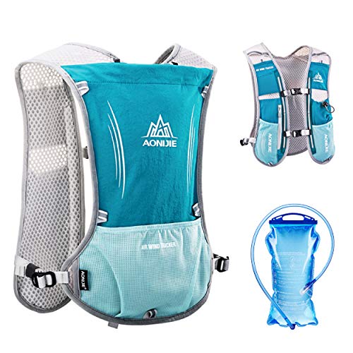 TRIWONDER Chaleco de Hidratación Ligero 5L Superior Mochila para Trail Running Ciclismo Marathoner Profesional Hombre Mujer (Azul Claro - con vejiga de Agua de 1.5L)