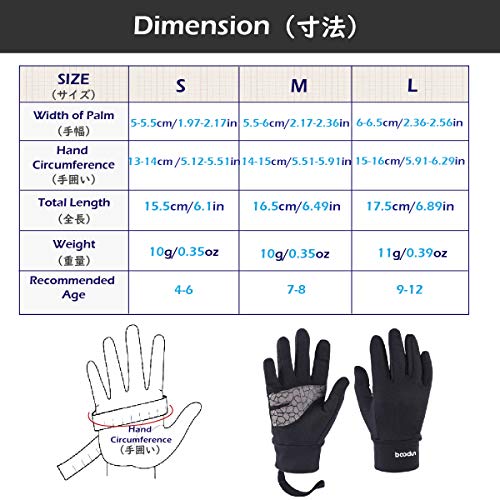 TRIWONDER Guantes de Invierno Niños con Pantalla Táctil Guantes Deportivos para Correr Ciclismo Bicicleta (Negro, M (7-8 años))