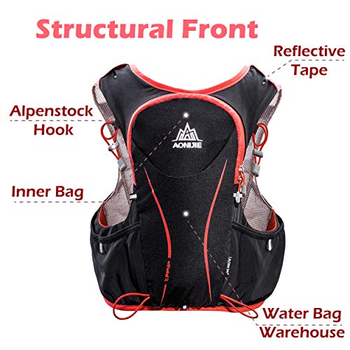 TRIWONDER Mochila de Hidratación Ligero 5L Superior Chaleco para Trail Running Ciclismo Marathoner Profesional Hombre Mujer (Negro (S-M) - con 1.5L vejiga de Agua)