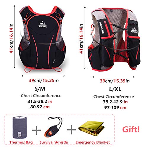 TRIWONDER Mochila de Hidratación Ligero 5L Superior Chaleco para Trail Running Ciclismo Marathoner Profesional Hombre Mujer (Negro (S-M) - con 1.5L vejiga de Agua)