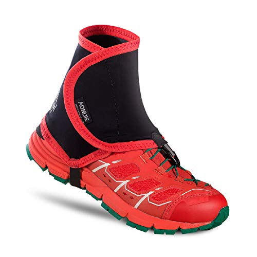 TRIWONDER Polainas de bajo rastro Polainas para correr con tobillo Calzas de abrigo para Mujer (Negro y Rojo - S/M)