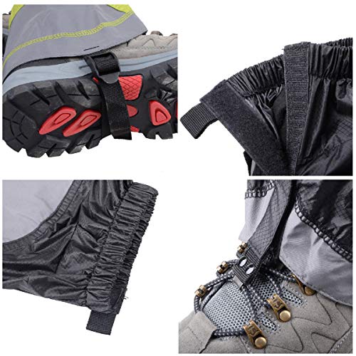 TRIWONDER Polainas Impermeable de Senderismo para Piernas a Prueba de Viento Nieve Lluvia para Montaña Caza Esquí Escalada 1 Par (Negro y Gris)