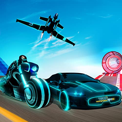 Tron Bike Transform Car Driving Simulator | Sci-fi bike adventure | Mega ramp stunts | extreme bike stunts | real car driving simulator | Car Games | Bike games