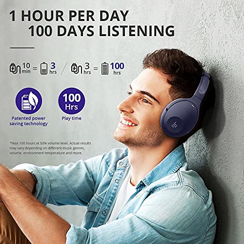 Tronsmart Apollo Q10 ANC Auriculares Inalambricos Bluetooth 5.0, Cancelación Activa de Ruido, 100 Horas de Reproducción, Cascos Circumaurales con 5 Micrófonos, Control Táctil, Cómodo y Plegable - BLU