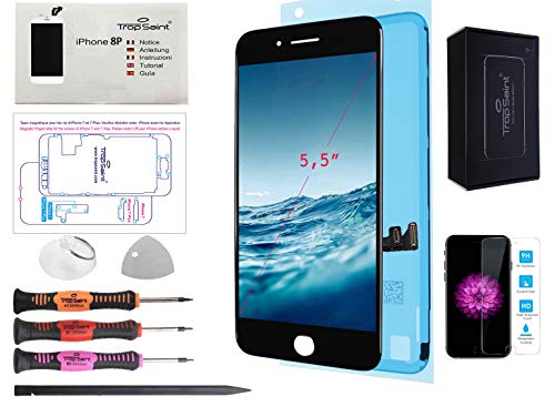 Trop Saint® Pantalla para iPhone 8 Plus Blanca - Premium Kit de reparación LCD con Guía, Herramientas y Pegatina Adhesiva Impermeable