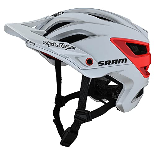 Troy Lee Designs Adulto|Trail|XC|Casco de bicicleta de montaña A3 SRAM W/MIPS (blanco/rojo, MD/LG)