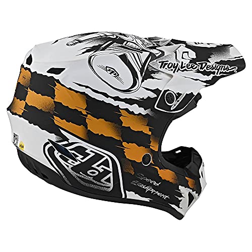 Troy Lee Designs SE4 Polyacrylite Motocross casco w/MIPS Strike - Blanco/Negro (M)